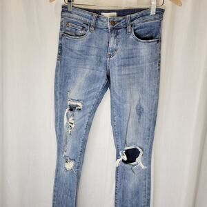 BP Distressed Light Wash Skinny Jeans with Dark Wash Peek a Boo, 26